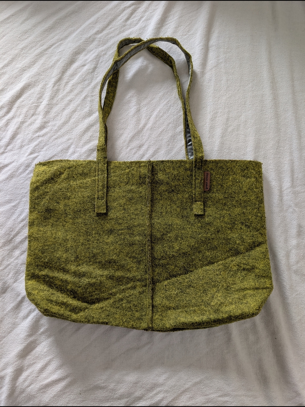 Wool Felt Olive Green Tote Bag - Handmade By GreenSheep